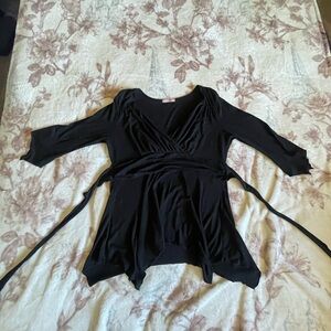 Chic Black Wrap Blouse for Women